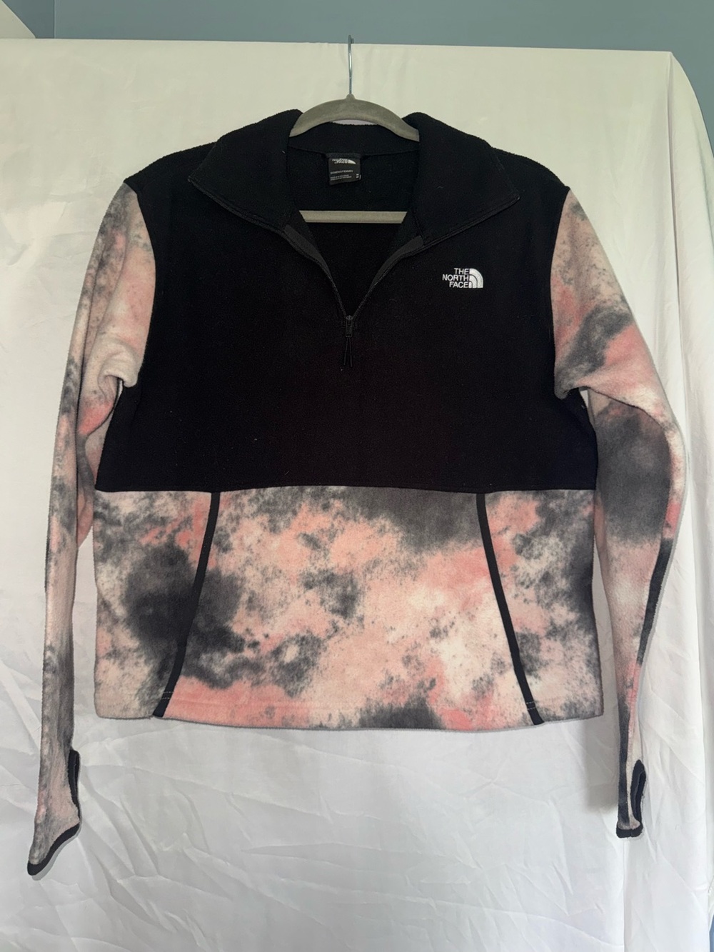 The North Face Polartec Black and Pink Tie-Dye Half-Zip Fleece Pullover